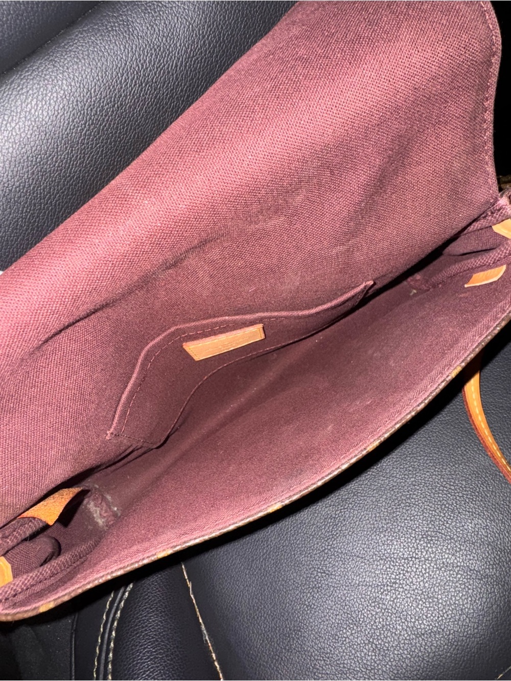 Louis Vuitton Brown Monogram Crossbody with Orange Strap - Picture 3 of 4